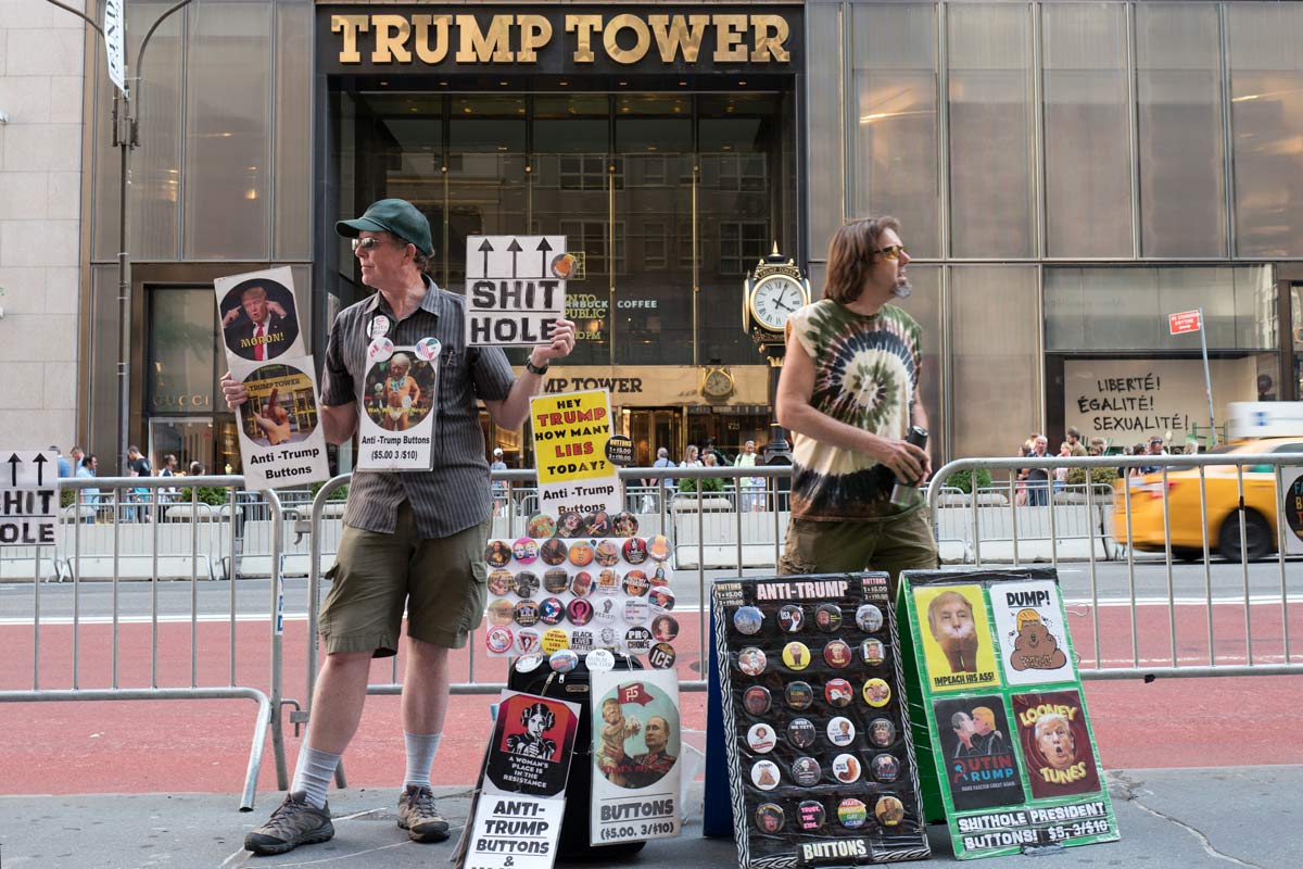 Protest outside Trump Tower, New York, street photography using Leica Q